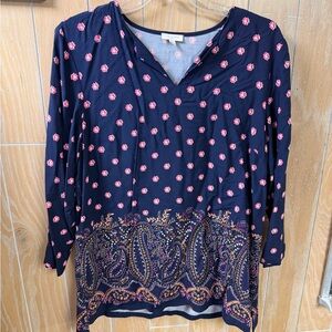 Talbots Navy and Pink Paisley Tunic